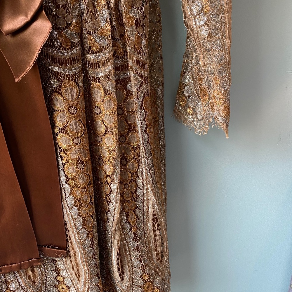 Vintage Gold Lace Pant Suit - Picture 9 of 10